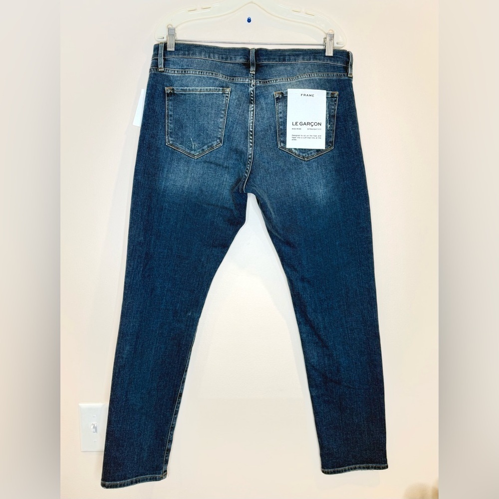 đ„NWT FRAME Le Garçon Blue Jeans Size 31 straight Legđ„ - Picture 2 of 11
